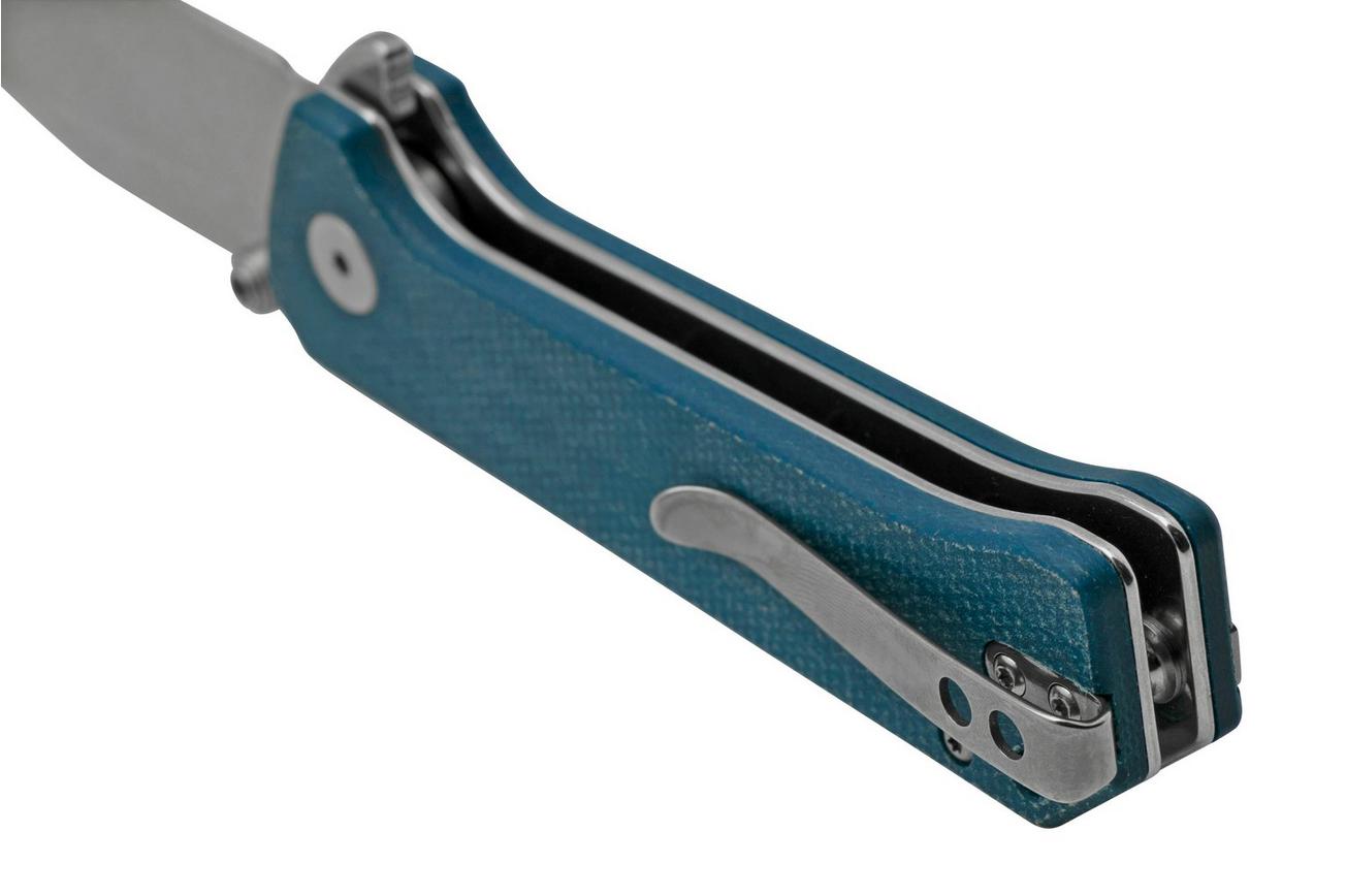 QSP Grebe QS147-B1, 14C28N Clippoint blauw Micarta, zakmes