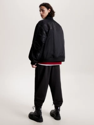 Jaqueta bomber oversized acolchoada com apliques tonais