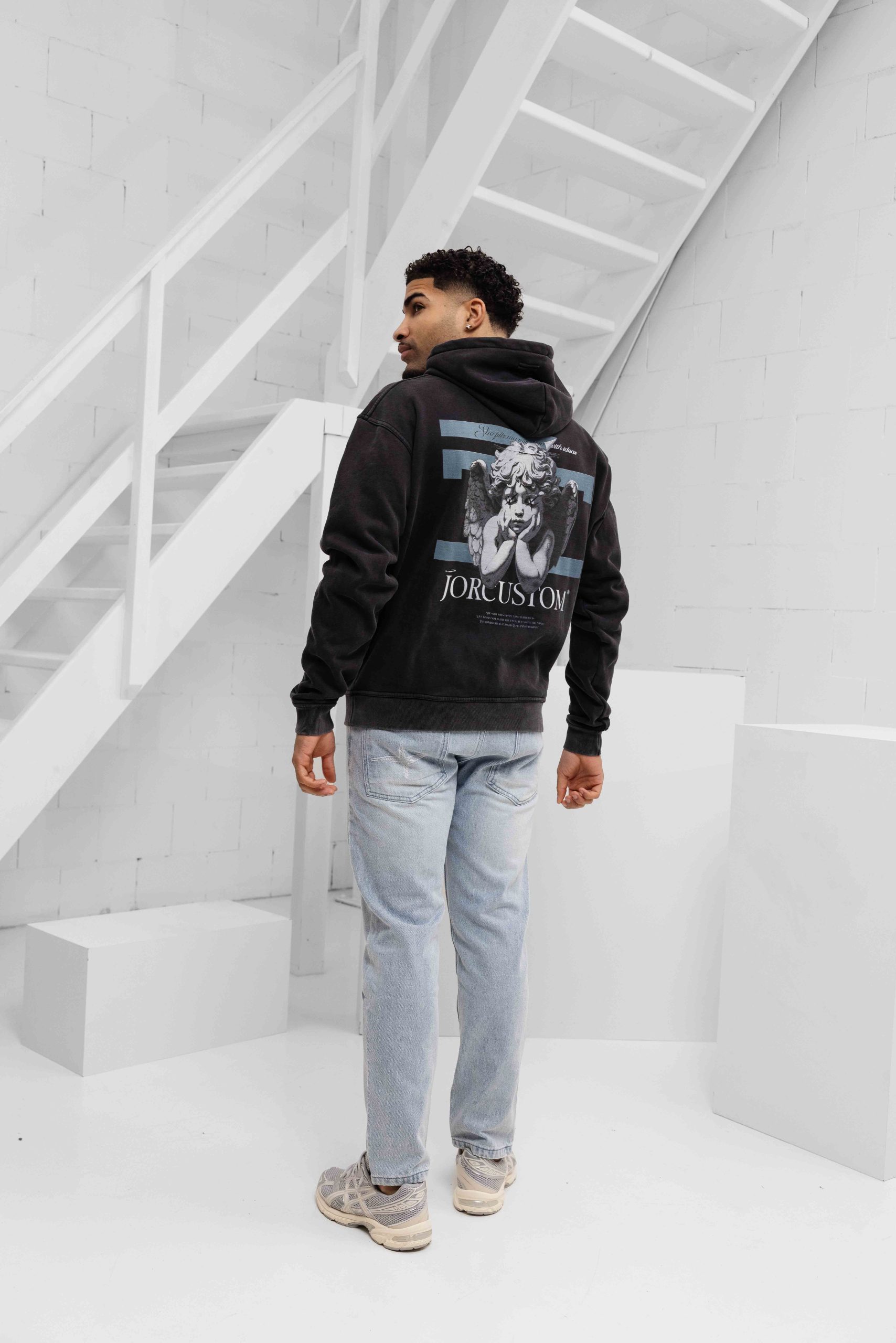 Jorcustom Fleece Angel 2.0 Oversized Hoodie Heren Donkergrijs