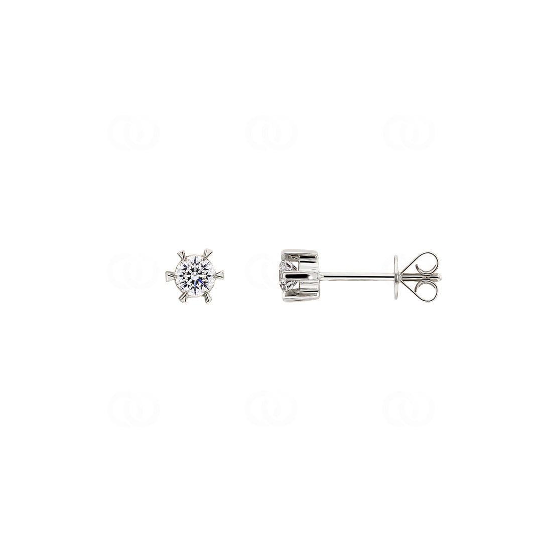 0.20 Karat Solitär Diamantohrstecker 750/18 K Weissgold in 6-Griff