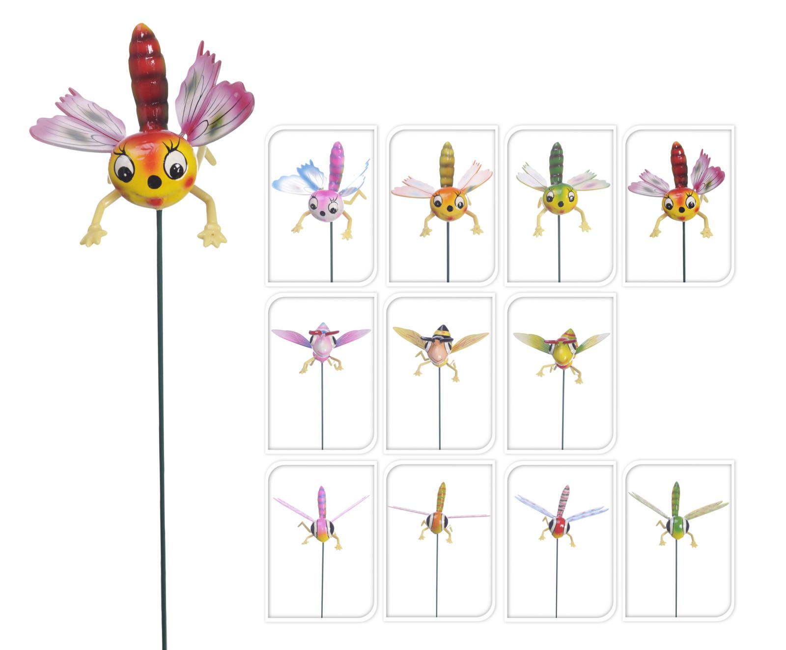 PIC PAPILLON LIBELLULE ABEILLE PLASTIQUE METAL H.60CM