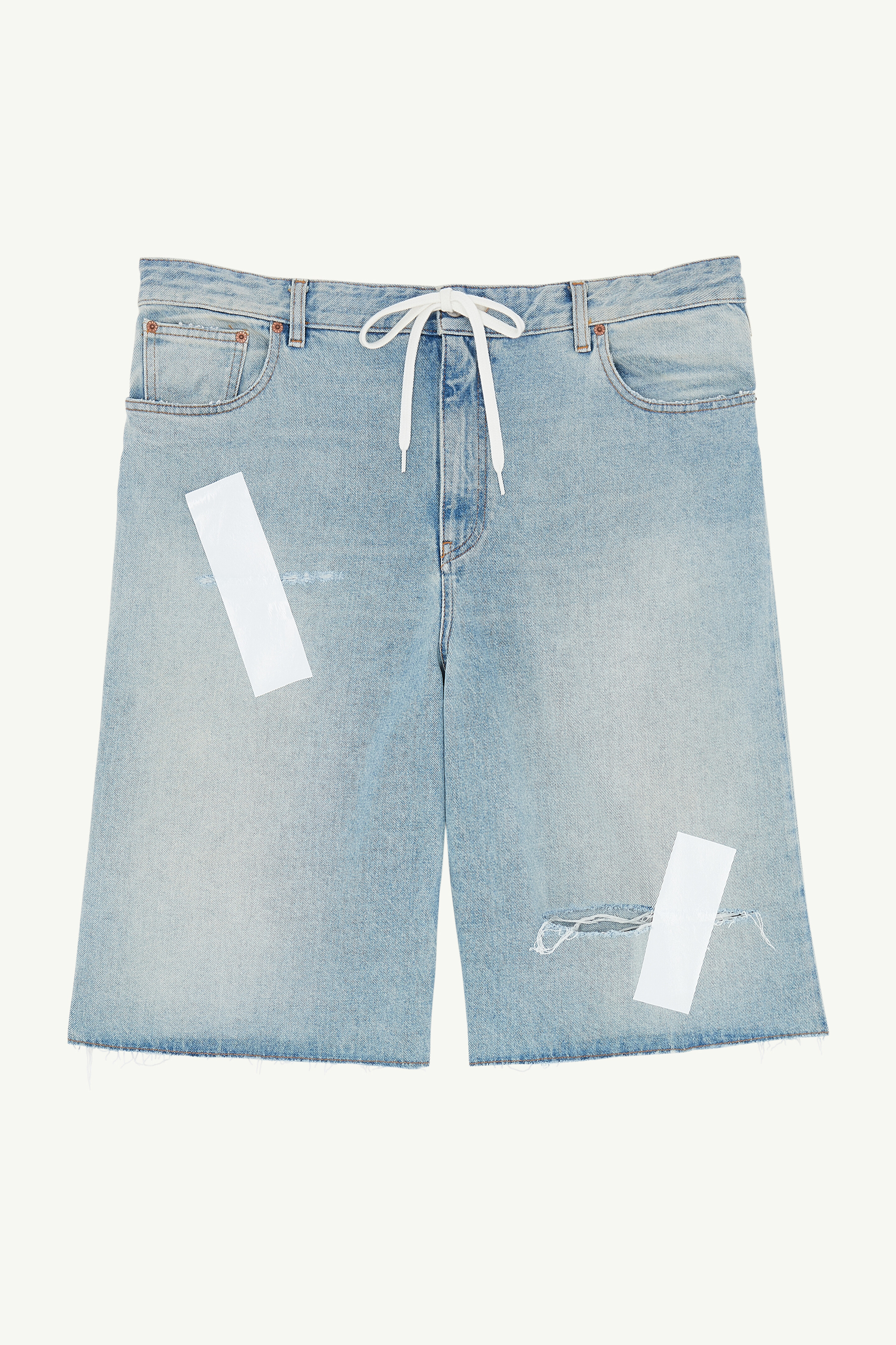 Light Blue Taped Denim Shorts