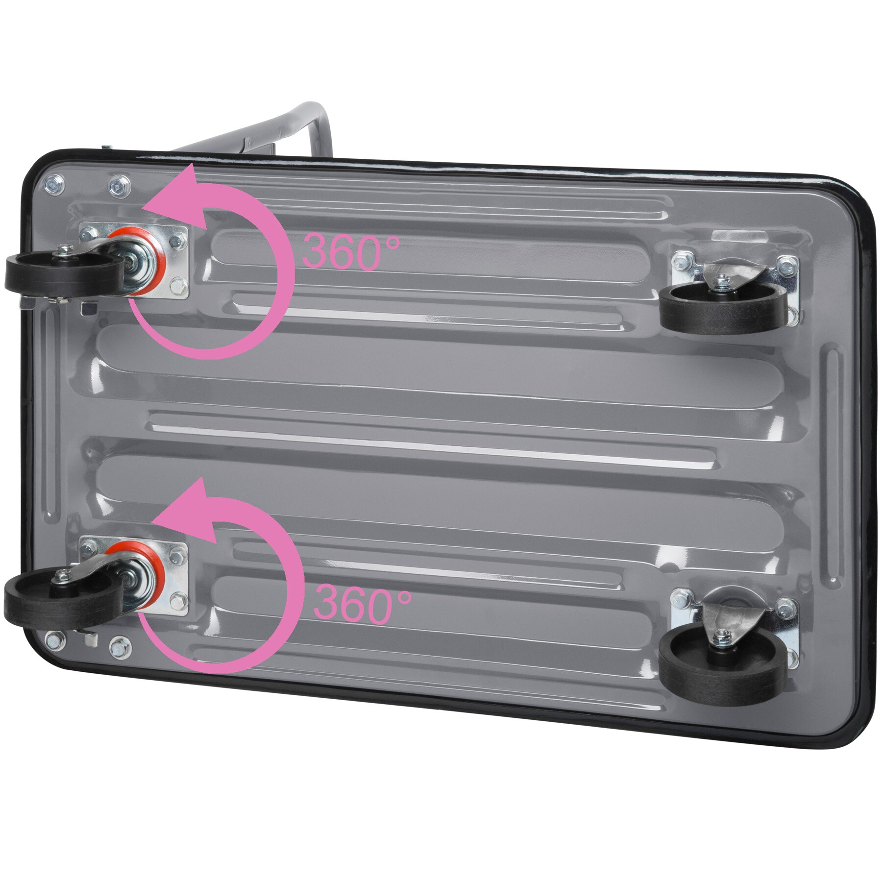 tectake® Plattformwagen, klappbarer Handgriff mit Aufbewahrungsfach, rutschfeste Auflage und gummierter Kantenschutz, Ladefläche 73 x 47 cm