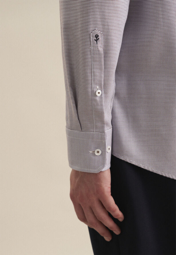 Seidensticker Business Shirt Regular Long sleeve Kent-Collar Small pattern Brown