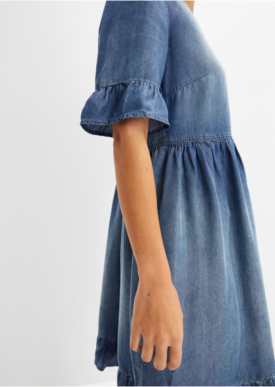 Robe en jean avec volants en Lyocell