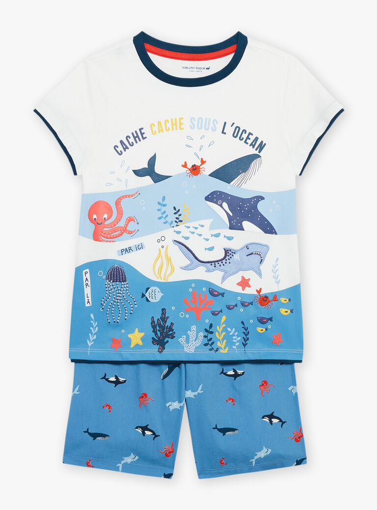 Pyjama écru à motif et imprimé animaux