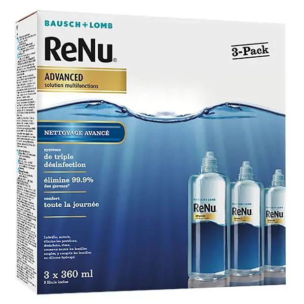 Bausch & Lomb ReNu Advanced 3x360 ml - Solução multiuso para lentes de contato gelatinosas