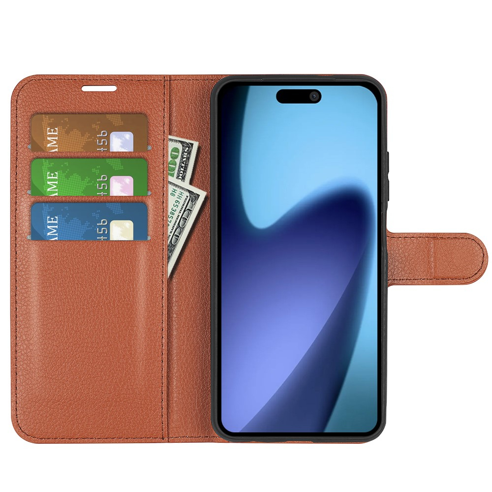 iPhone Air Leder Tasche Flip Cover Litchi Look - Braun