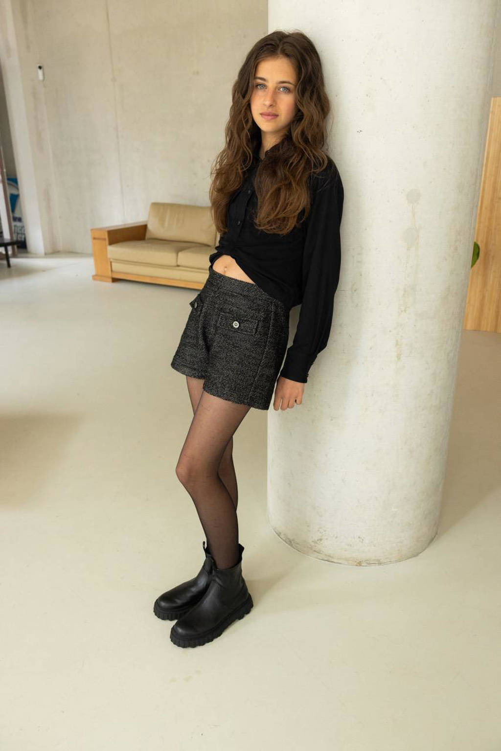 LOOXS gemêleerde casual short donkergrijs