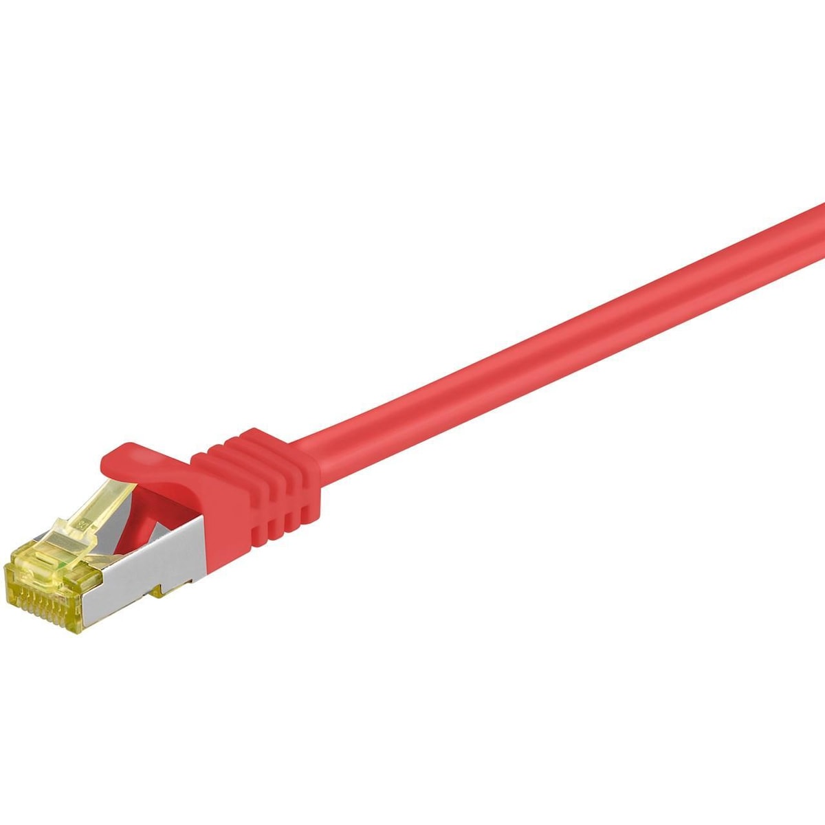 RJ45 patchkabel CAT 6A S/FTP (PiMF), 500 MHz, med CAT 7 råkabel, rød