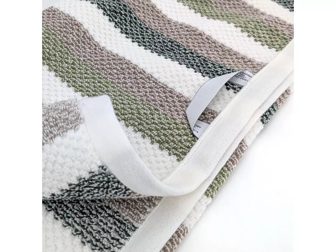 Serviette de toilette 50x100 cm pur coton collection VISTA blanc vert