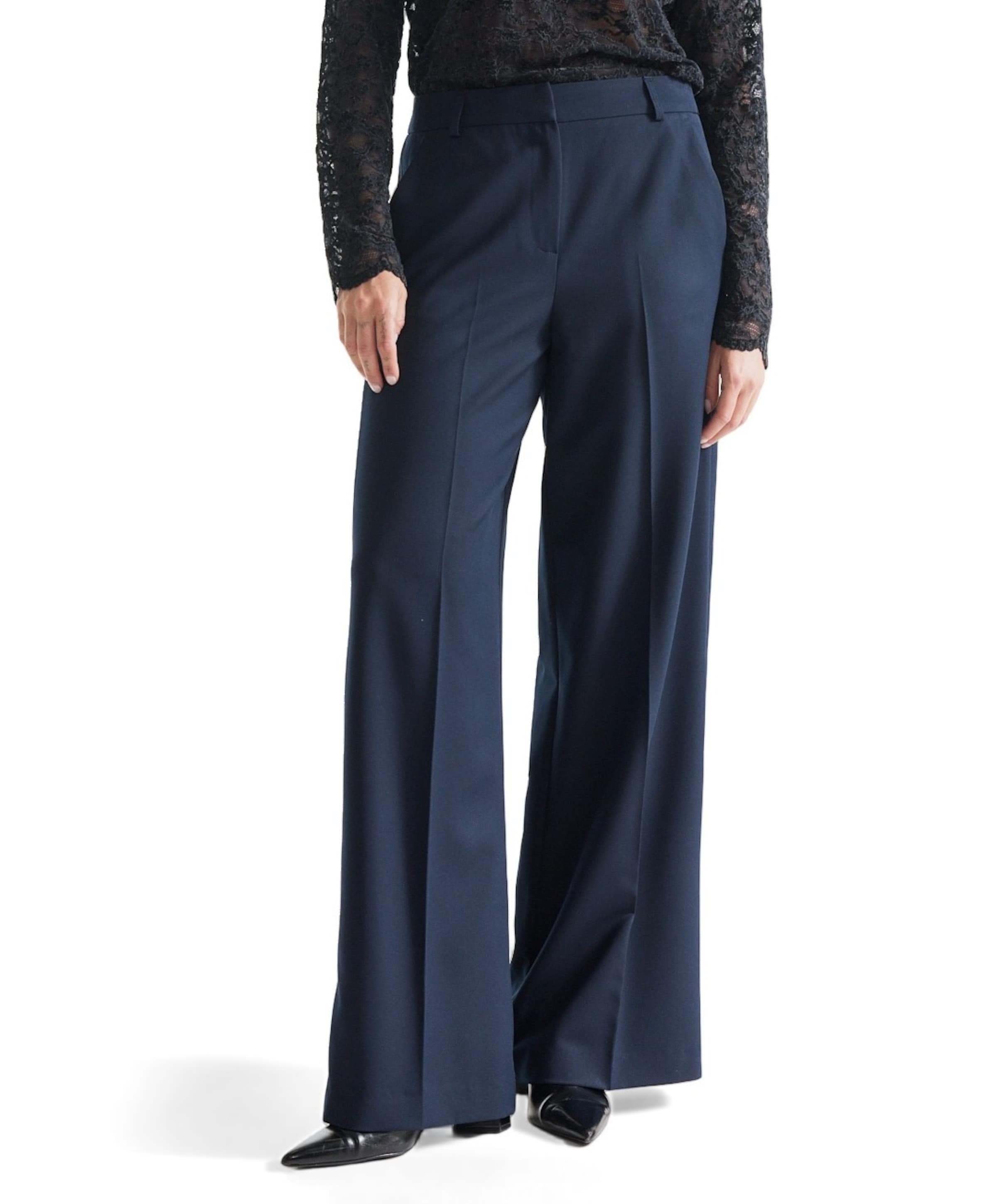 JANSEN Amsterdam BERRA wb 403 extra wide leg long contrast ch dames broek blauw