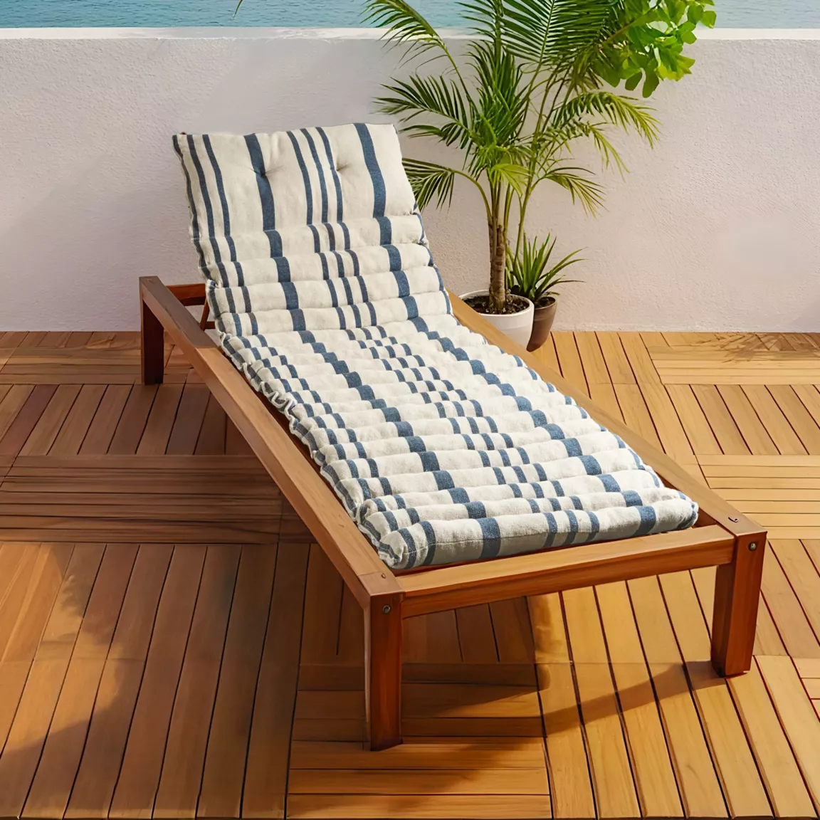 Coussin de transat enroulable (180 x 60 cm) Nautira Bleu marine