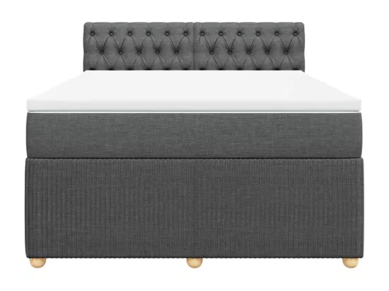 Sommier à lattes de lit avec matelas Gris foncé 160x200cm Tissu