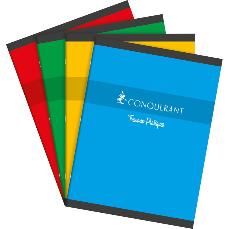 Cahier piqué Conquérant Sept Travaux Pratiques 24 x 32 cm 48 pages grands carreaux et 48 pages blanc uni