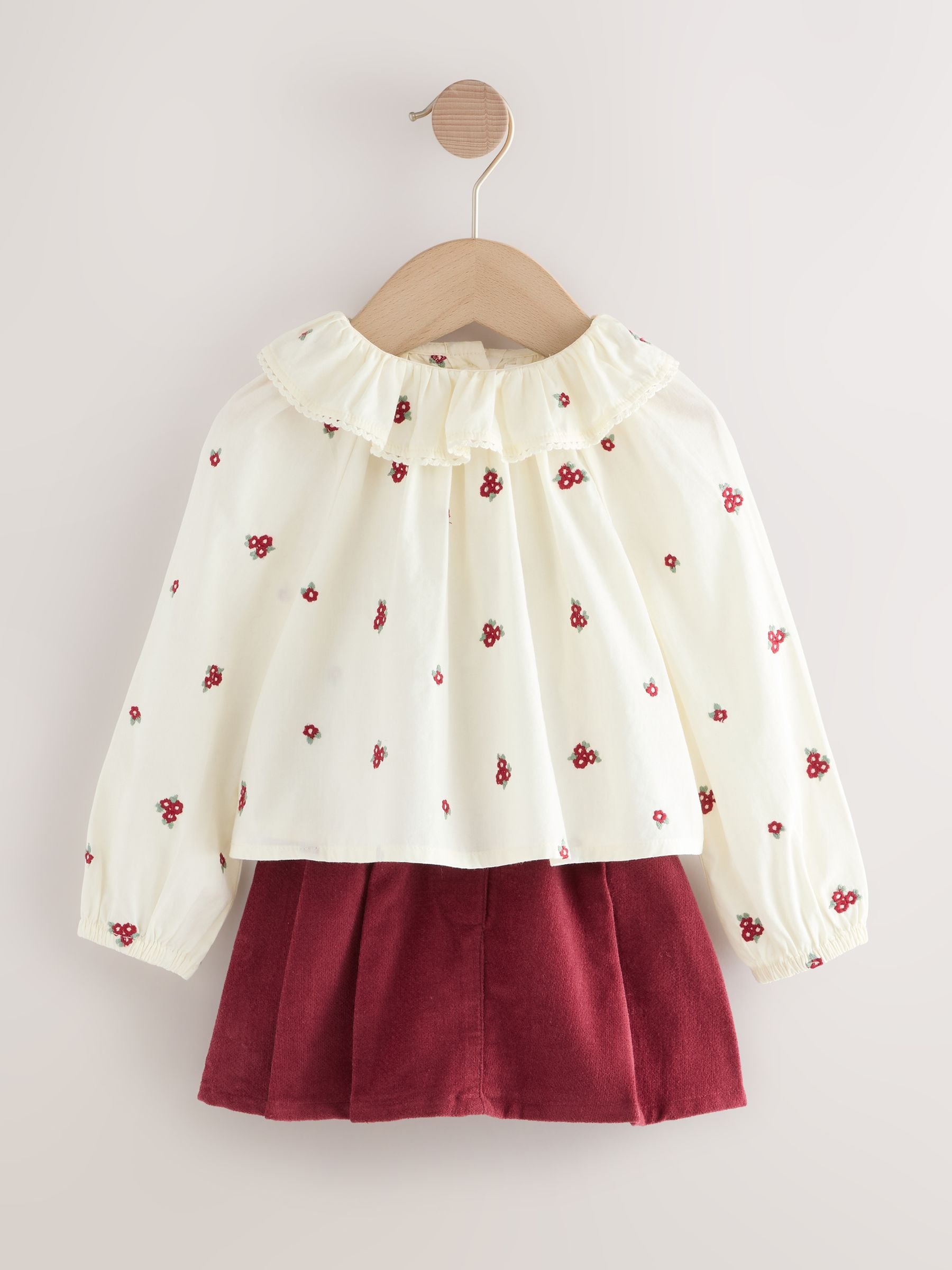 Rood - Skort Embellished Blouse and Tights Set (3mths-7yrs)
