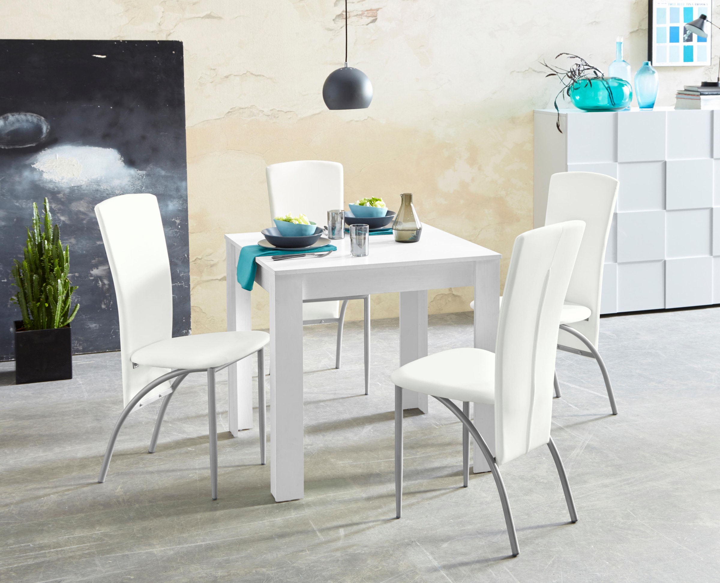 INOSIGN Essgruppe »LynnNico« Set: Esstisch 80 x 80 cm und 4 Stühle mit pflegeleichtem Kunstleder