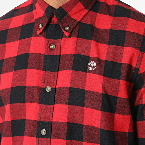 Chemise Manches Longues A Carreaux Slim A2D7E Rouge Noir