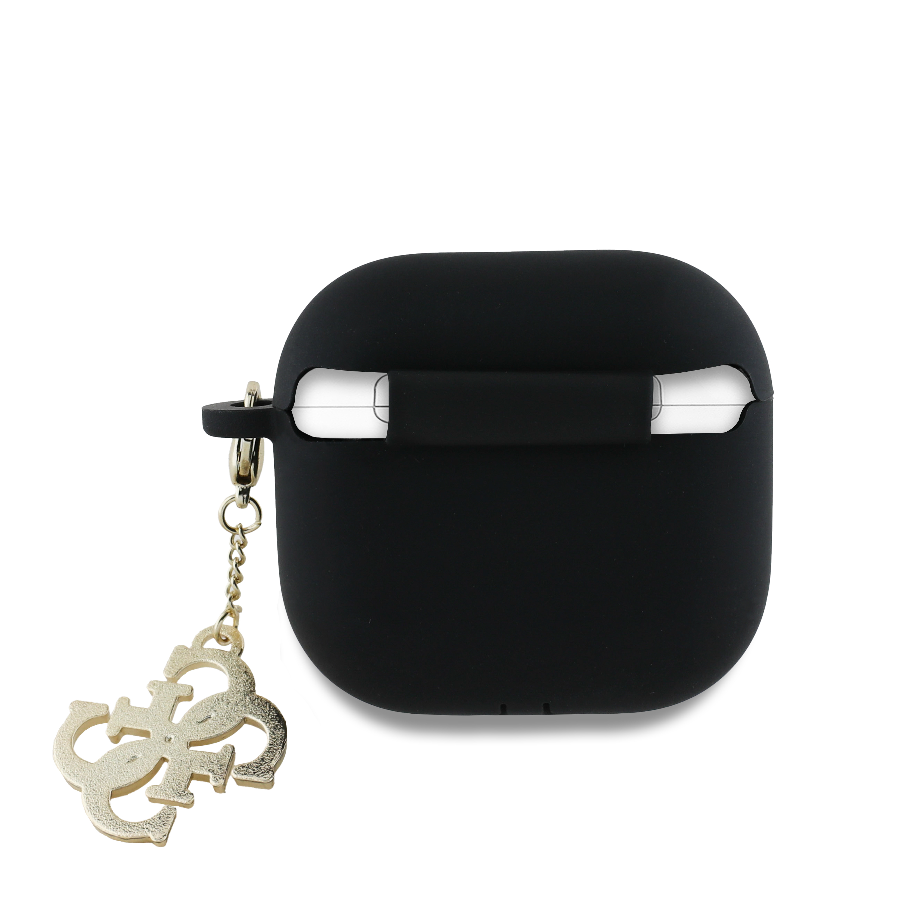 AirPods 4 Silikon Schutzhülle   Logo Anhänger (GUA4LECG4K) - Schwarz / Gold