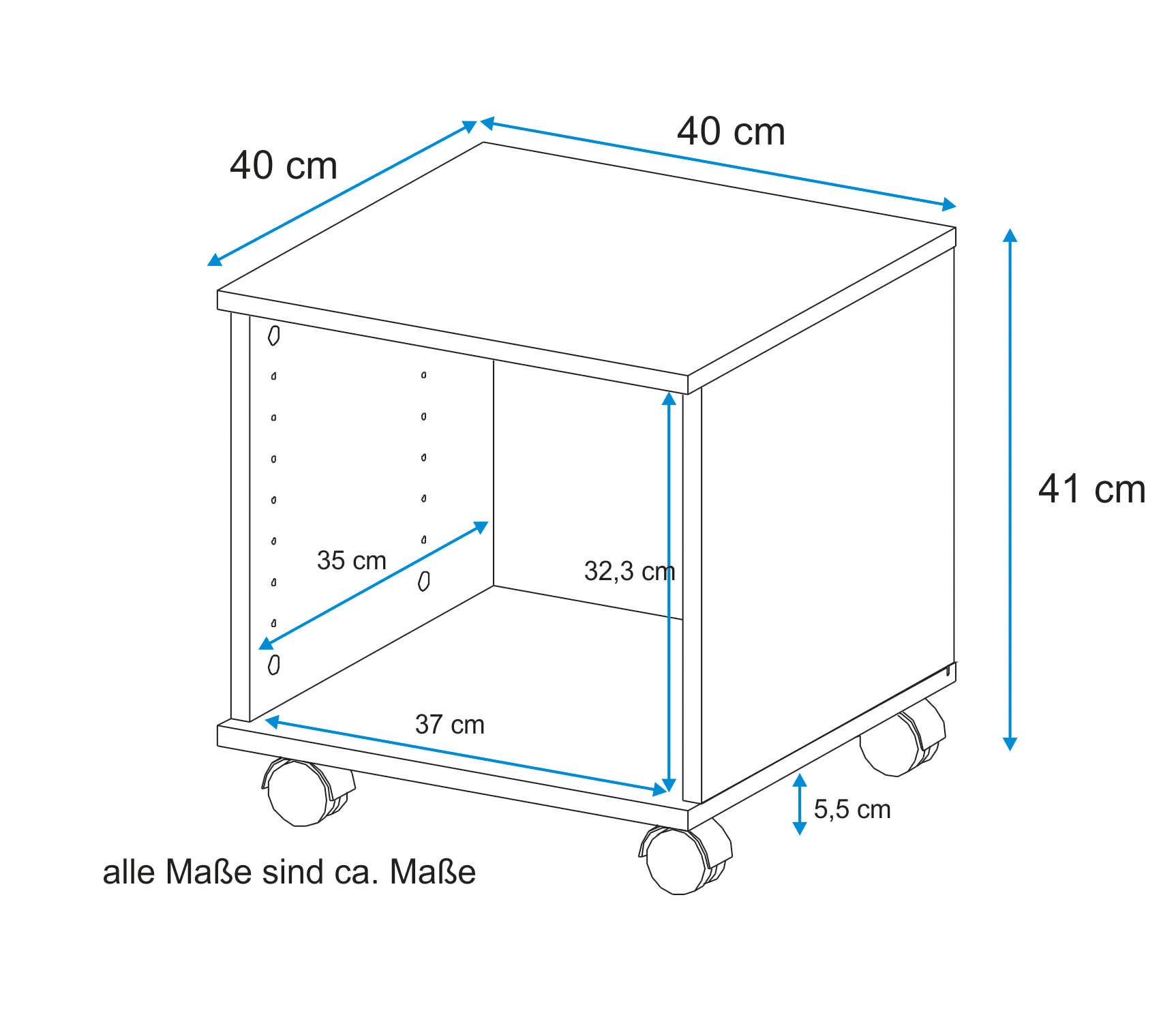 VOGL Möbelfabrik Rollcontainer »Barrie, Bürocontainer, Nachtschrank« 1 Stk. tlg. Ausführungen mit/ohne Schubladen, Höhe 41 cm, Made in Germany