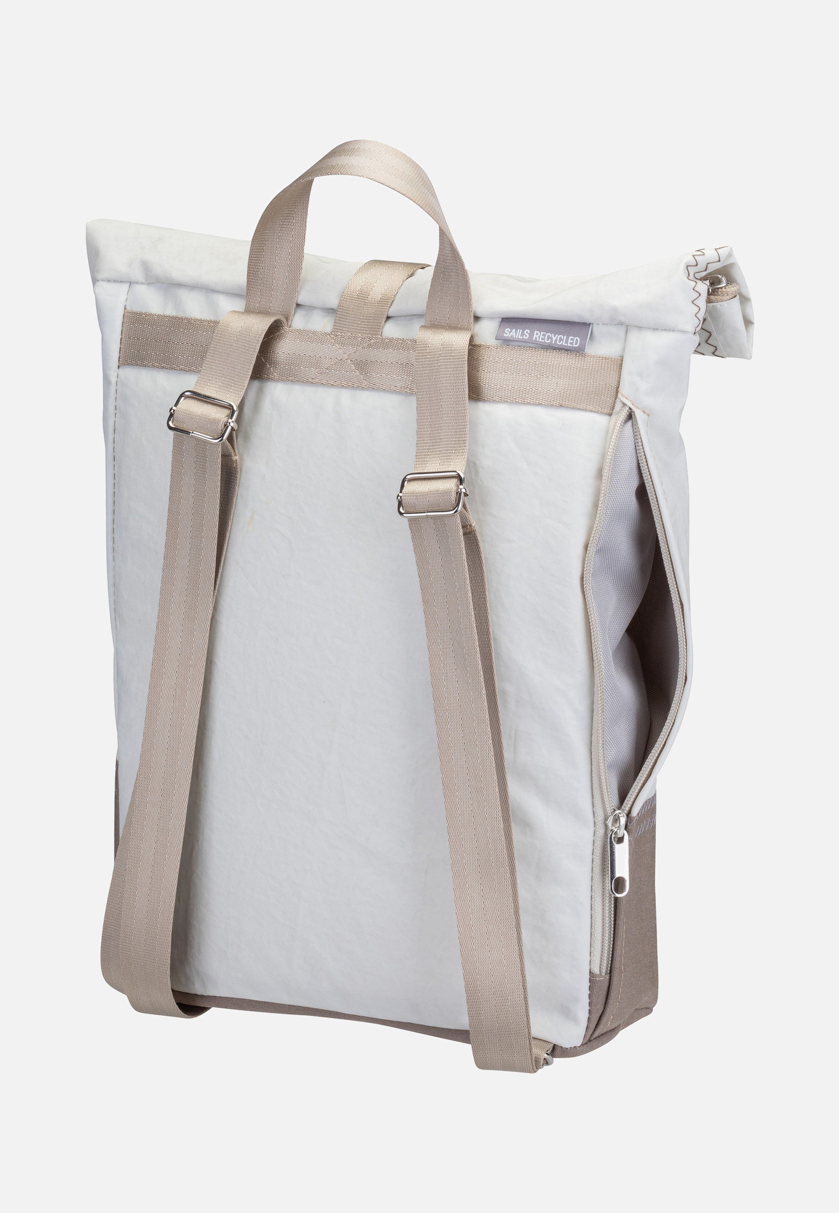 Möwe Weiß/Balken Persenning Taupe - Rucksack