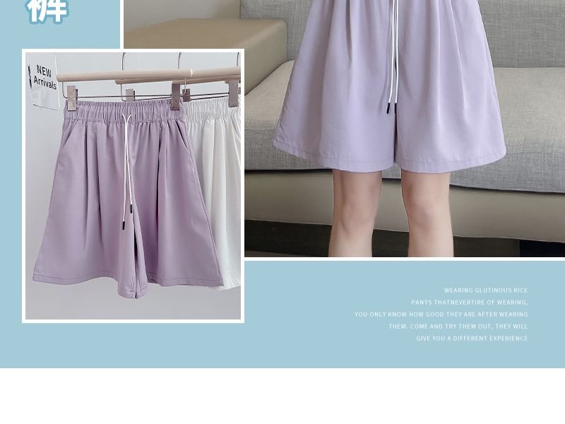 OGAWA - Hoge taille, effen shorts met trekkoord