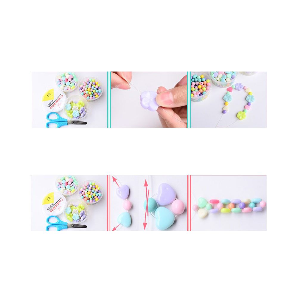 (1200er Set) Perlen DIY Haarreif / Freundschafts Armband Kinder Bastel Kette   0.8mm Nylon Faden - Bunt