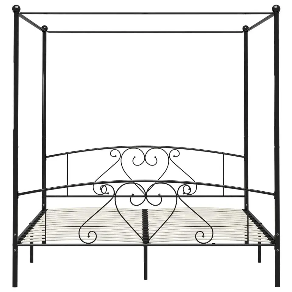 vidaXL - Hemelbed met hoofdbord - Zwart - Metaal - 200x200 cm
