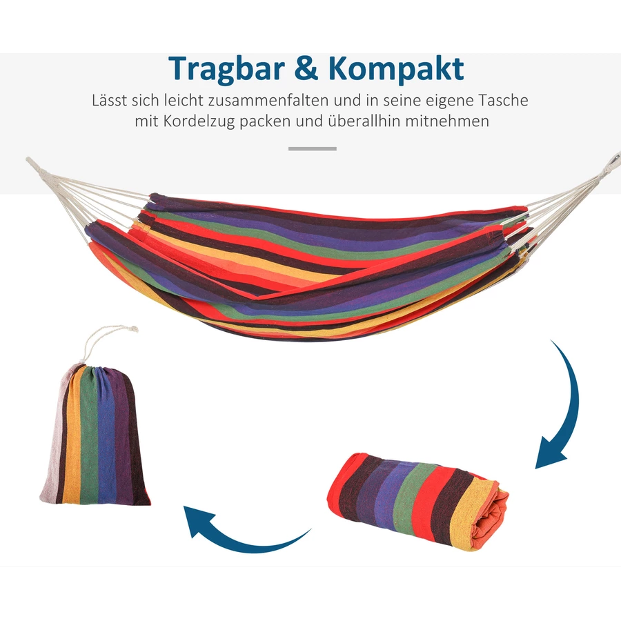 Outsunny Hängematte mit Tragetasche Mehrfarbig
