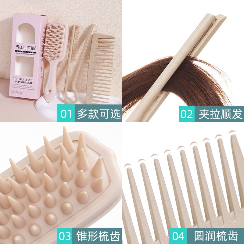 Gizmi - Set van 3: Plastic haarkam + stylinghaarkam + masserende haarborstel