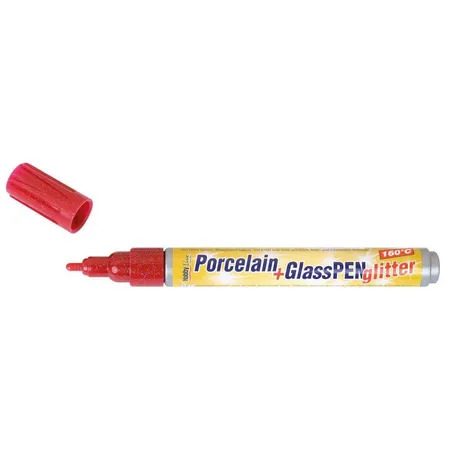 KREUL Porcelain+GlassPen glitter 160°C 1-3 mm Karminrot