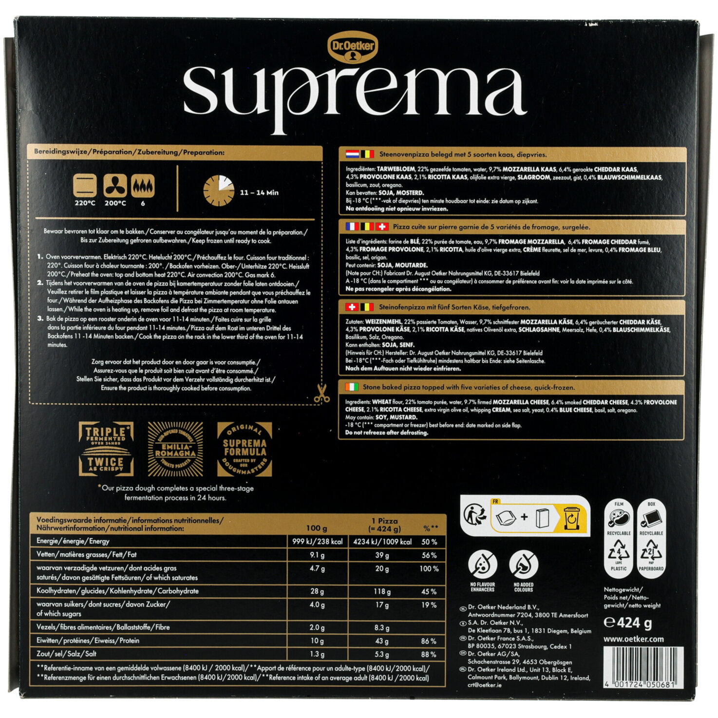 Dr.Oetker Pizza Suprema 5 Formaggi