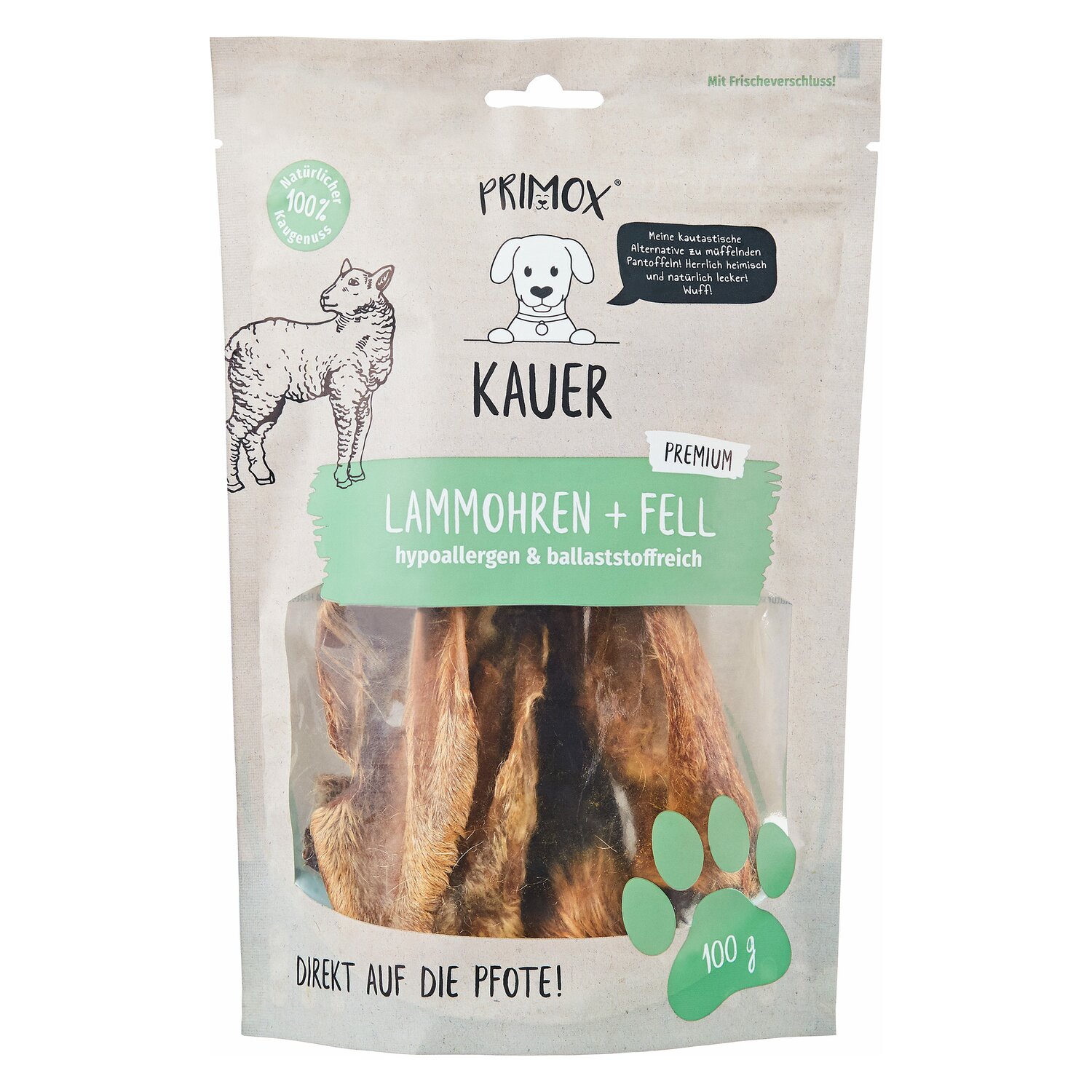 PRIMOX Lammohren mit Fell - 100g