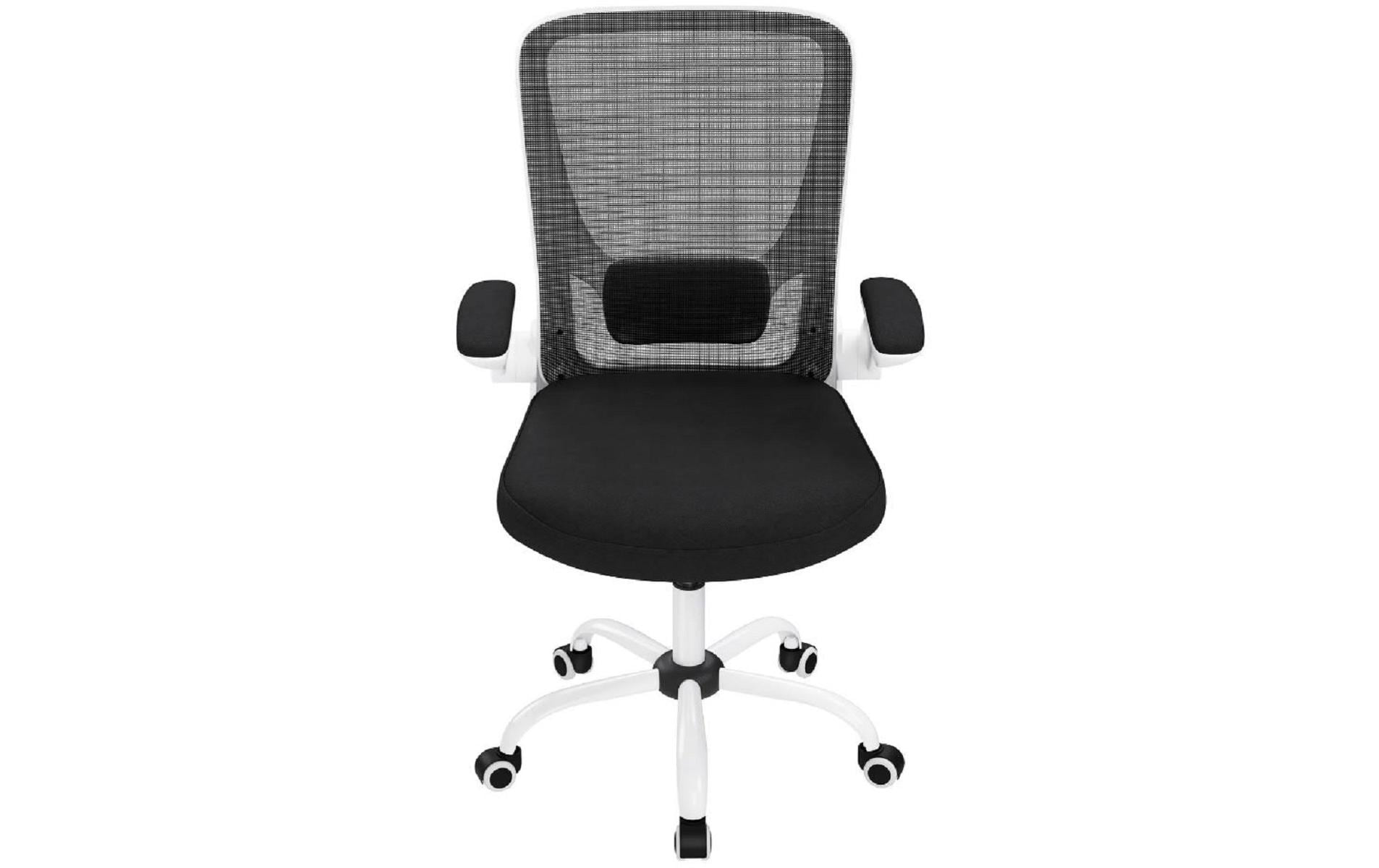 Bürostuhl mit klappbaren Armlehnen, Schwarz / WeissErgonomischer Bürostuhl