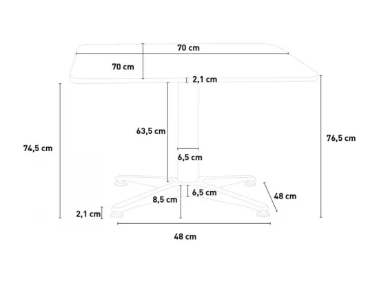 Table carrée pliante en aluminium pour bar et restaurant 70cm