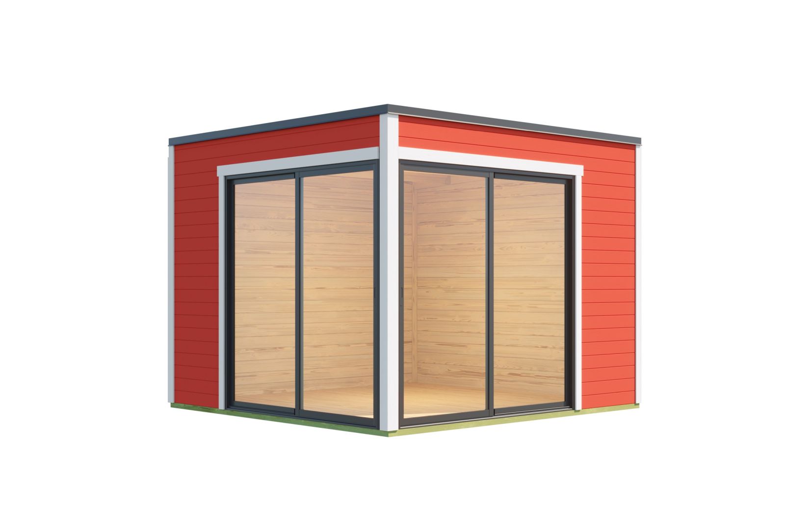 Blockbohlenhaus PALERMO 3 - schwedenrot - 300x300 cm