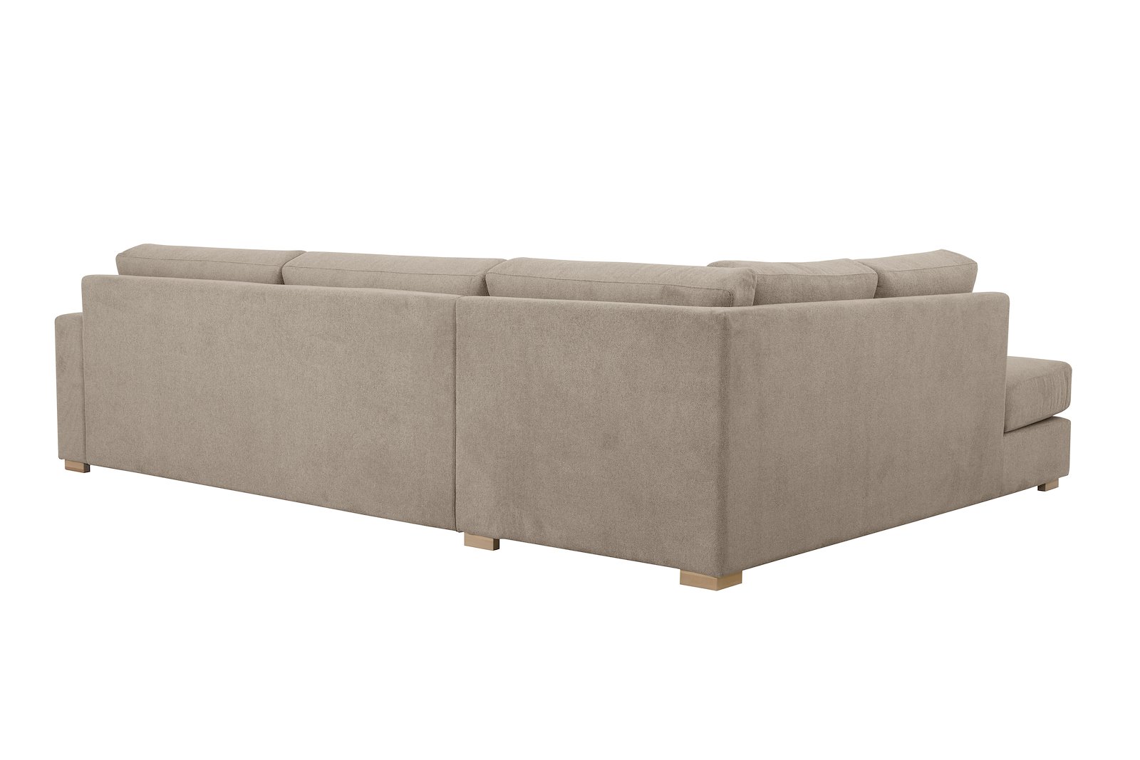 Modern Living hjørnesofa 3-seter med åpen ende venstre i tekstil Brooklyn 14 Latte med arm A og ben 1 hvitvasket eik. Faste puter
