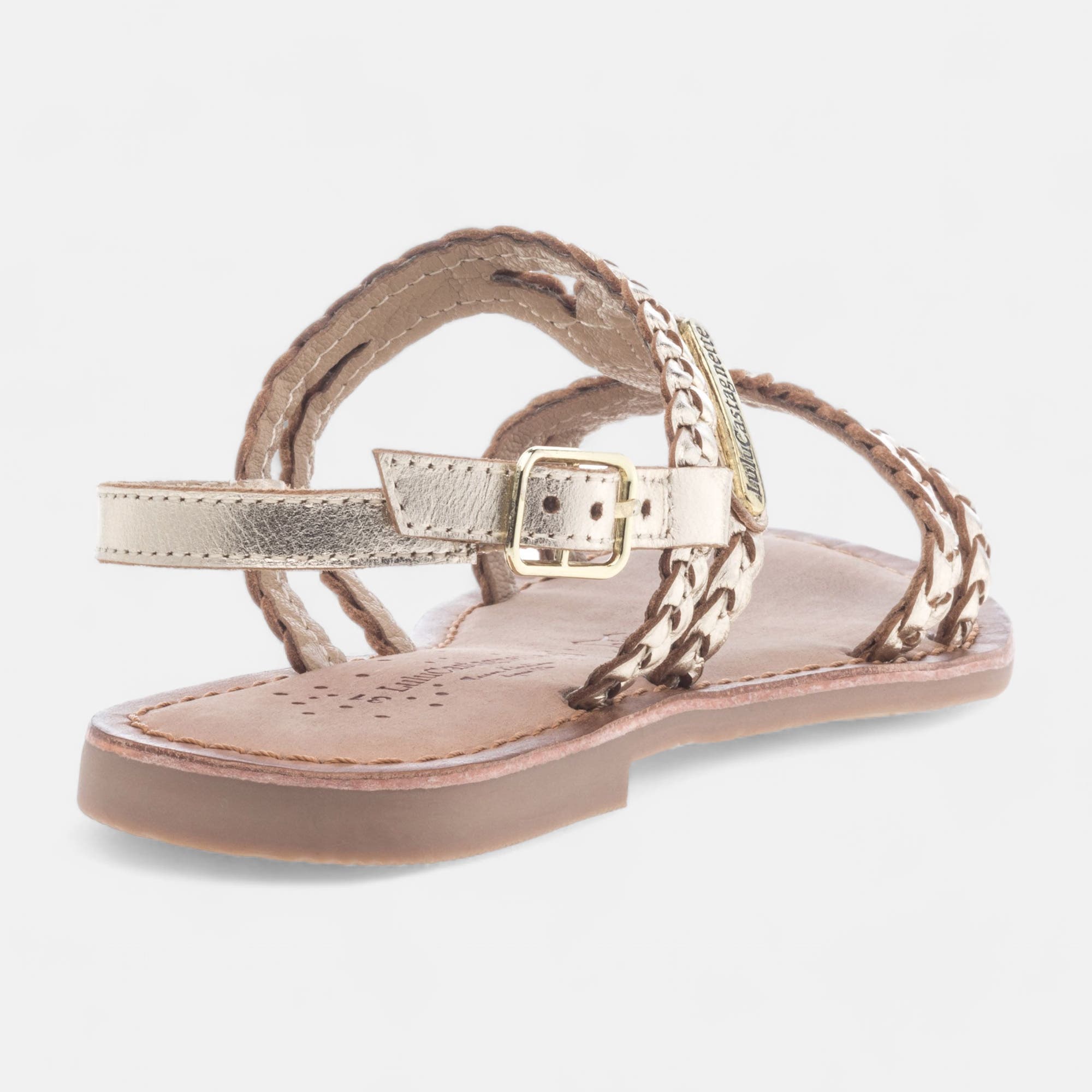 Nu-pieds Fille en cuir or