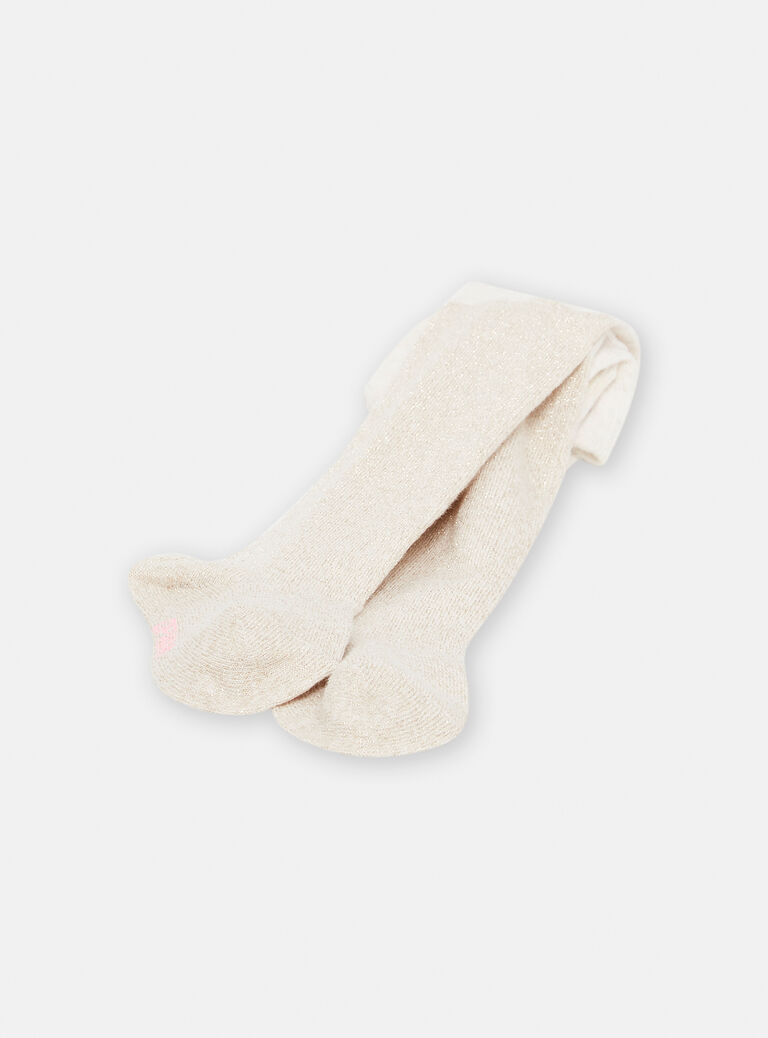 Collants écrus en lurex bébé fille