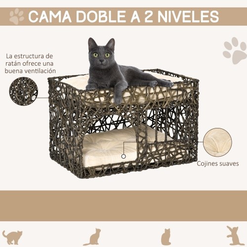 Cama dupla de vime para gatos