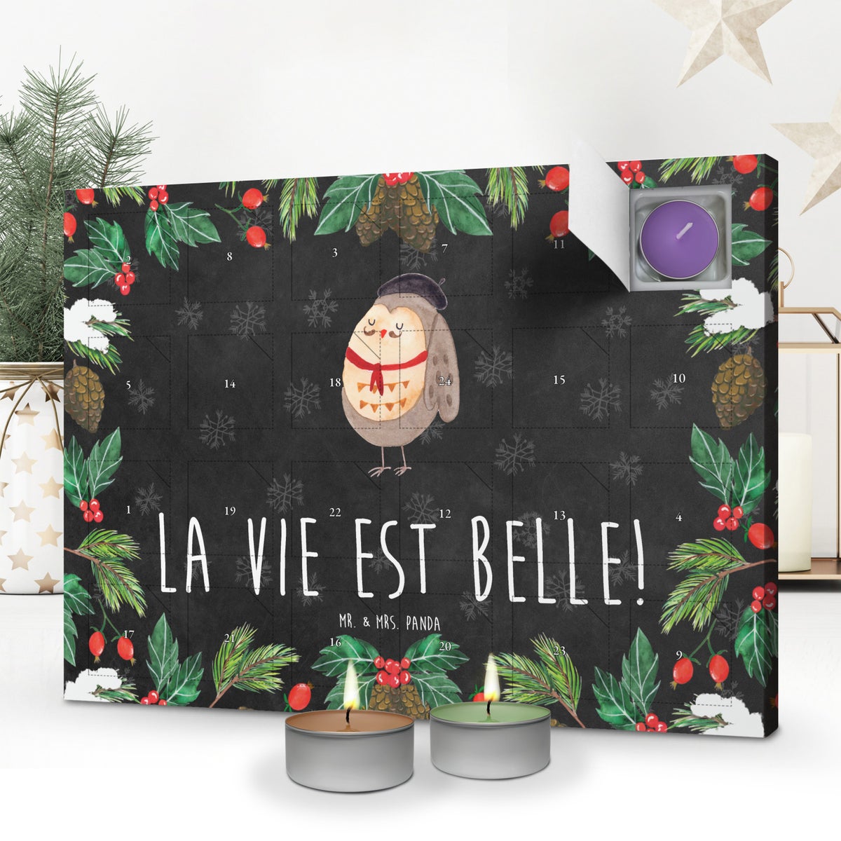 Mr. & Mrs. Panda Geurkaars Adventskalender Uil Frankrijk - Zwart