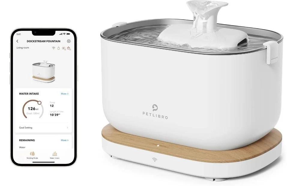 Dockstream intelligenter Katzenbrunnen Weiss<br>Intelligenter Trinkbrunnen mit App-Steuerung für Haustiere