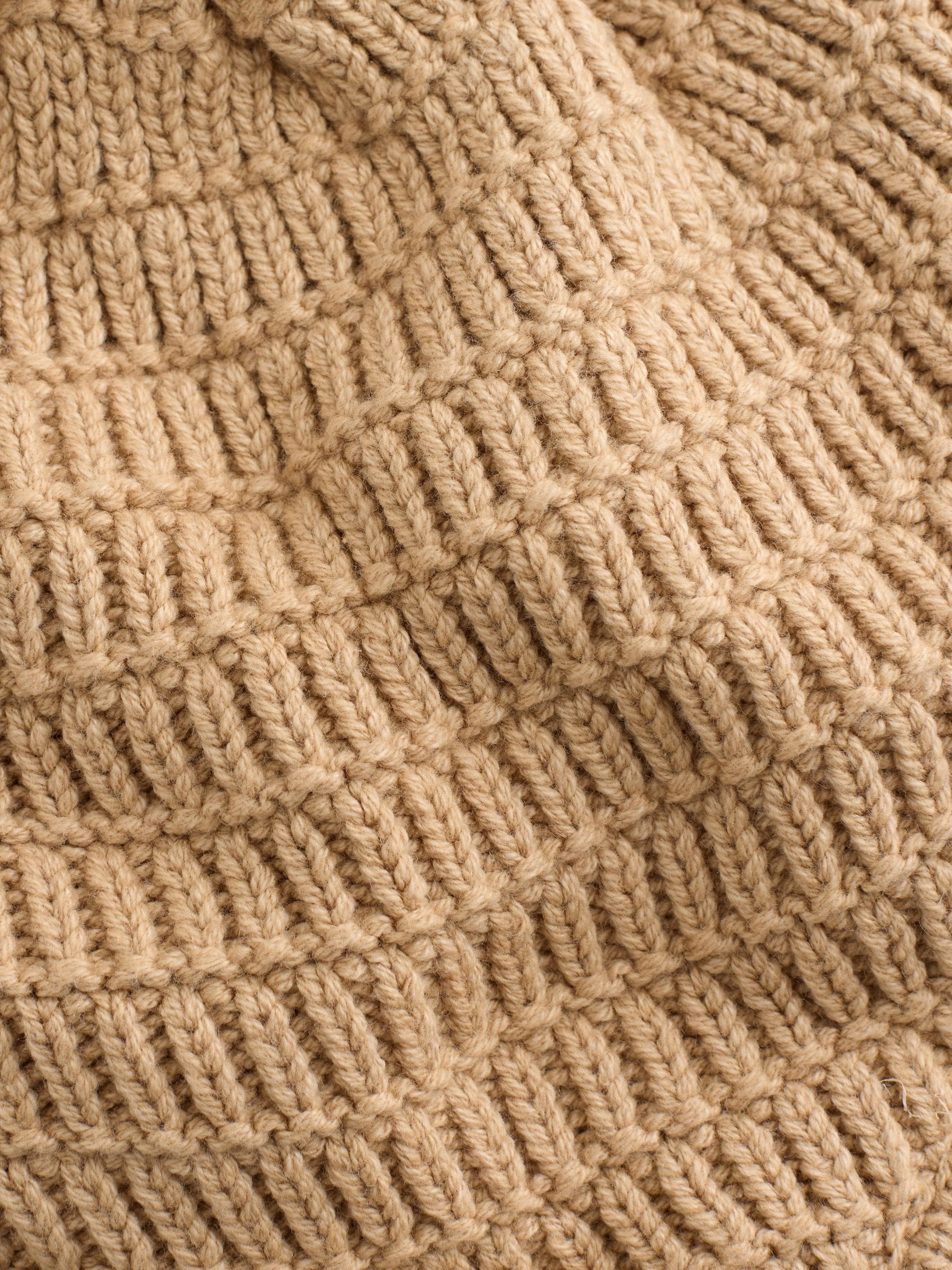 Natural Borg - Gebreide pilotenmuts voor baby's met pompon (0mnd -2jr)