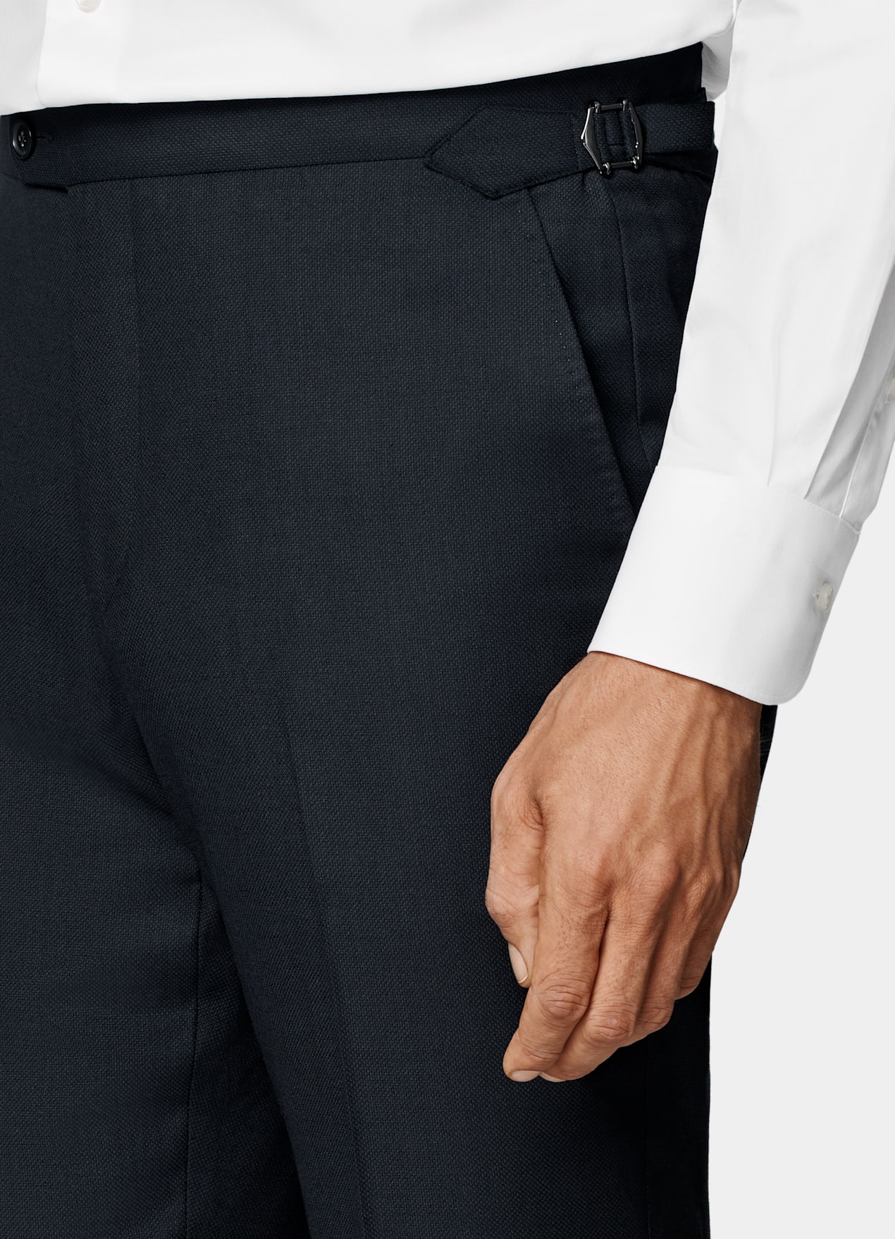 Pantalon de costume Slim Leg Straight bleu marine œil-de-perdrix