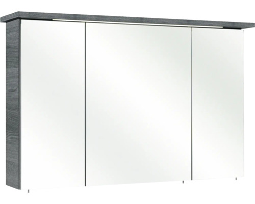 Pelipal Quickset 328 badkamermeubelset, afmetingen (B x H x D): 145 x 200 x 39 cm, fronten in grafietstructuur (horizontaal patroon), met wastafel van mineraalglas en hoge kast (328.120002).