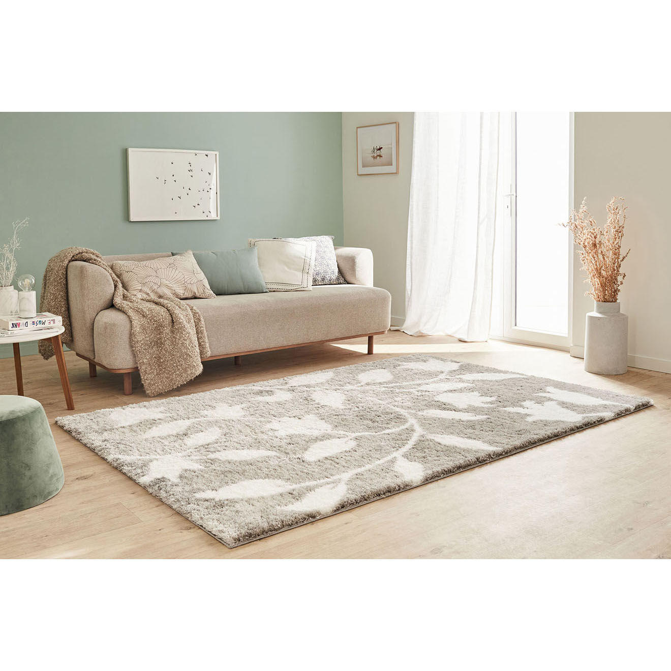 Nazar Rugs Tapis shaggy doux Oslo 637 gris - 160x230 cm