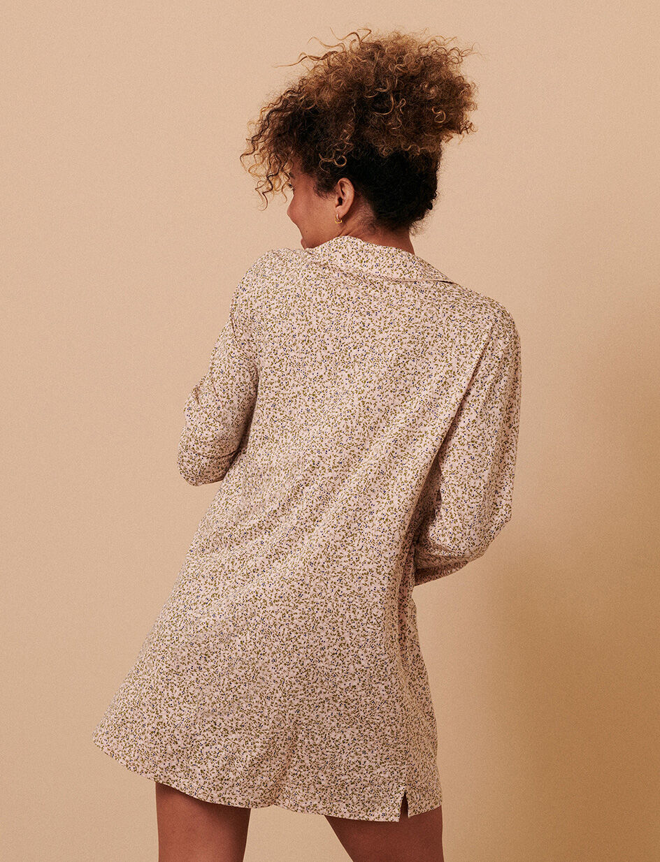 Chemise de nuit manches longues - bruyere beige poudre