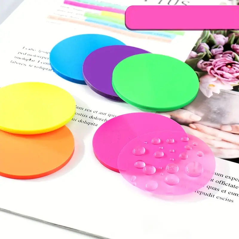 (8er Set) Ø41mm Wasserfeste Haftnotizen Sticky Notes Zettelblock à 20 Blatt - Assortiert