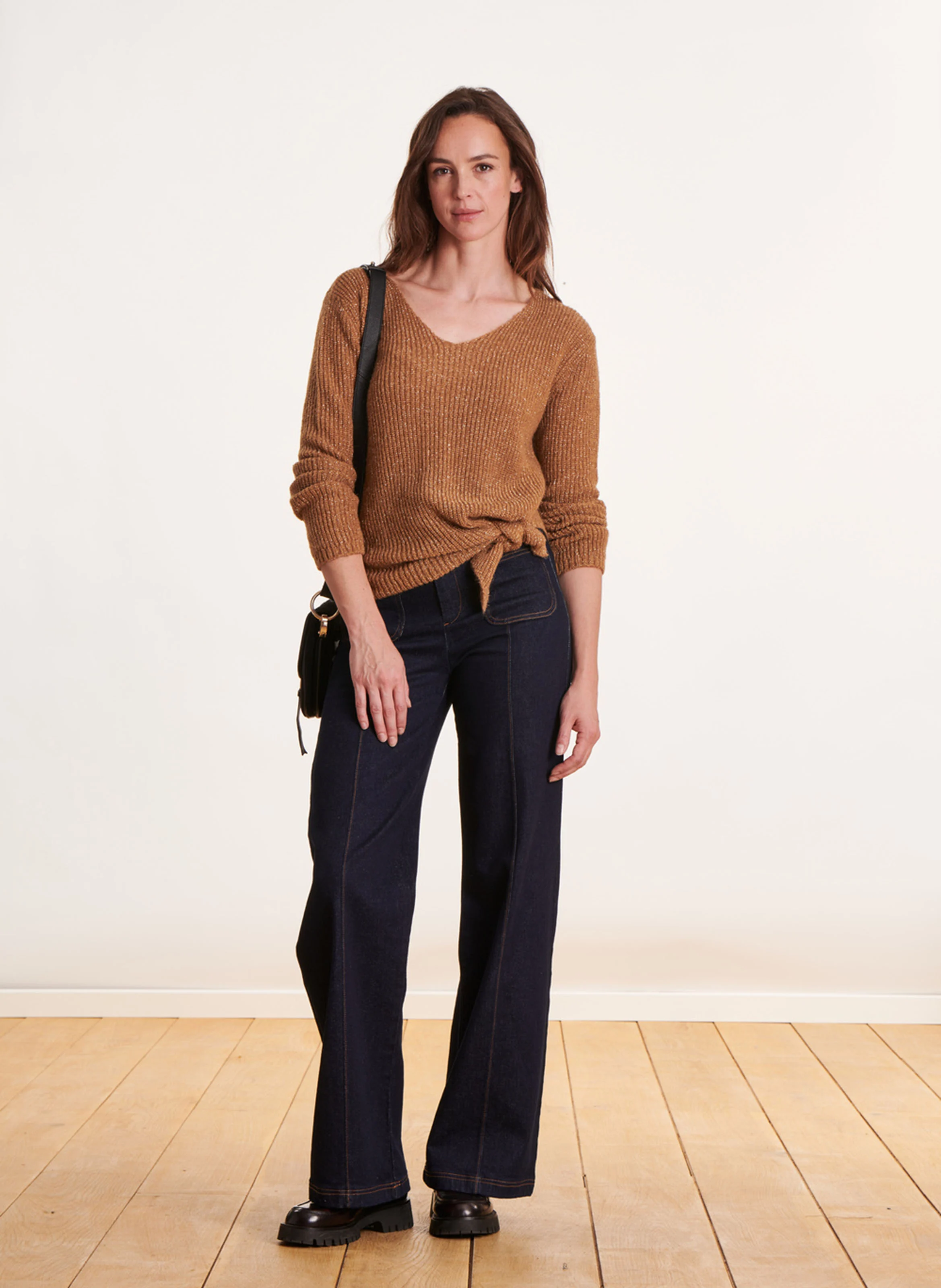 Pull col bateau| Marron