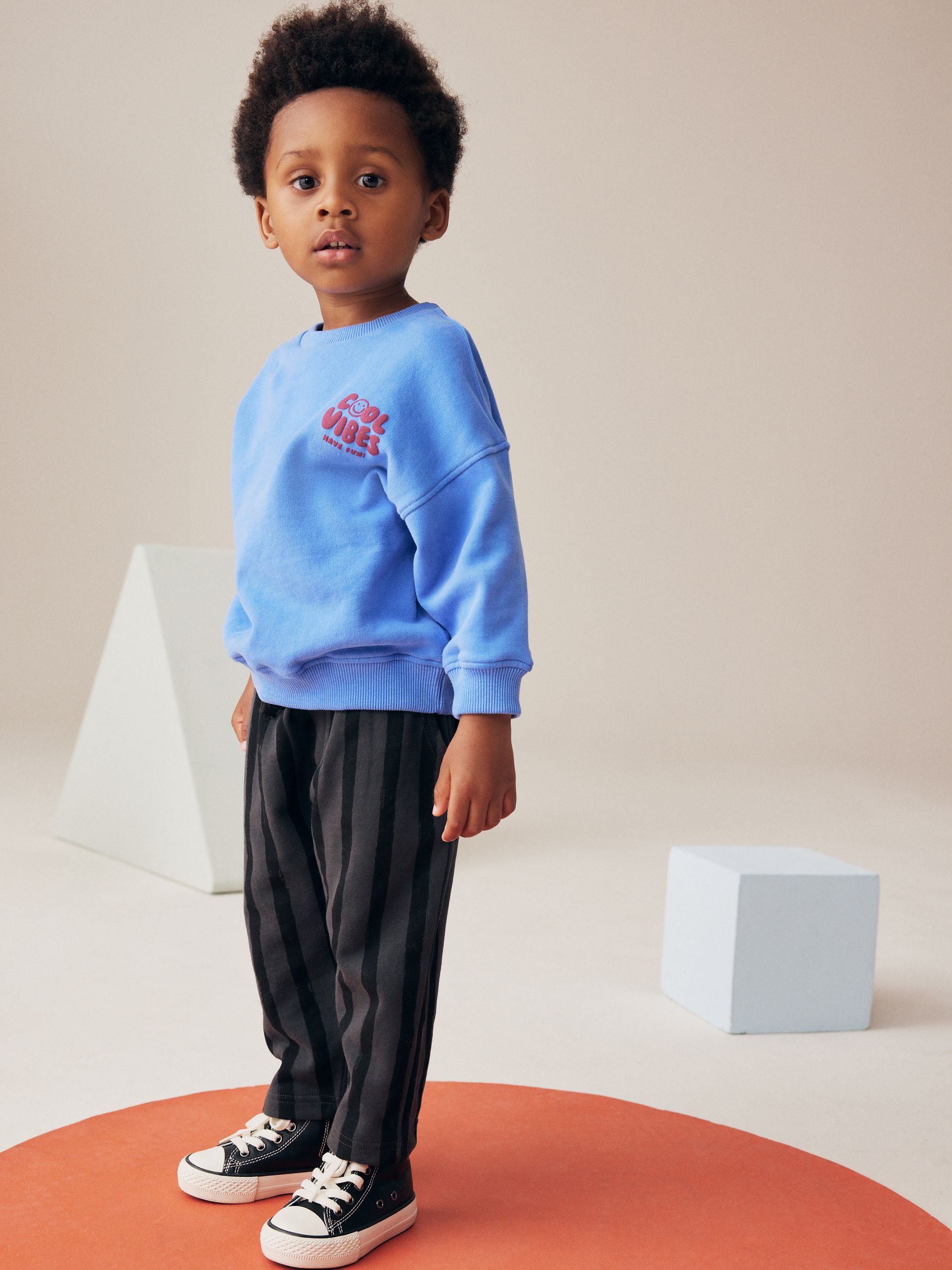 Blauw/grijs - Set met sweatshirt en joggingbroek met strepen (3mnd-7jr)